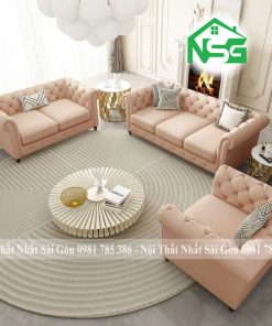 Ghế sofa băng cổ điển vải bố cao cấp NSG-CD02