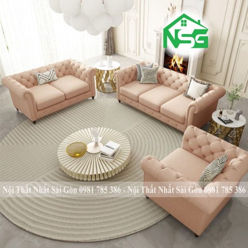 Ghế sofa băng cổ điển vải bố cao cấp NSG-CD02