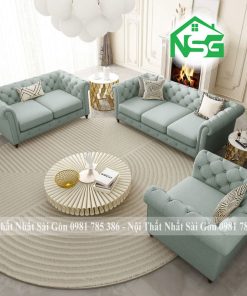 Ghế sofa băng cổ điển vải bố cao cấp NSG-CD02