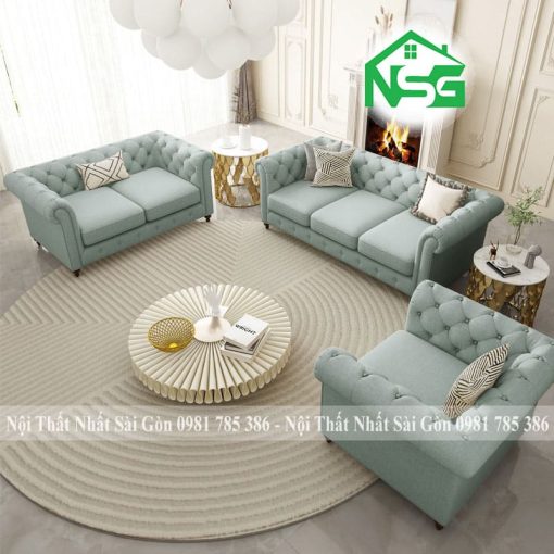 Ghế sofa băng cổ điển vải bố cao cấp NSG-CD02