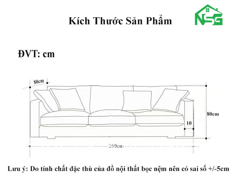 Ghế sofa băng vải bố êm ái NSG B8