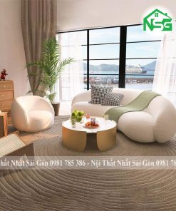 Sofa băng cong vải lông cừu êm ái thoáng mát NSG B10