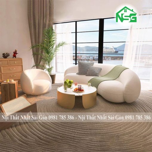 Sofa băng cong vải lông cừu êm ái thoáng mát NSG B10