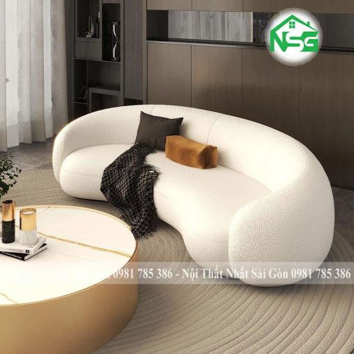 Sofa băng cong vải lông cừu êm ái thoáng mát NSG B10