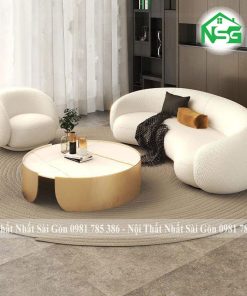 Sofa băng cong vải lông cừu êm ái thoáng mát NSG B10