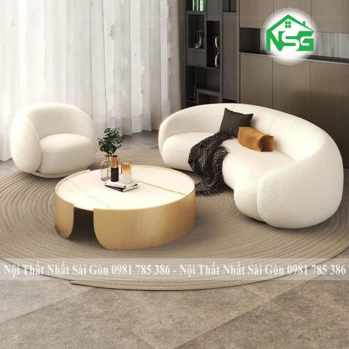 Sofa băng cong vải lông cừu êm ái thoáng mát NSG B10