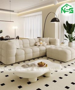 Sofa băng vải lông cừu trắng tinh tế NSG B6