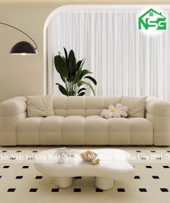 Sofa băng vải lông cừu trắng tinh tế NSG B6