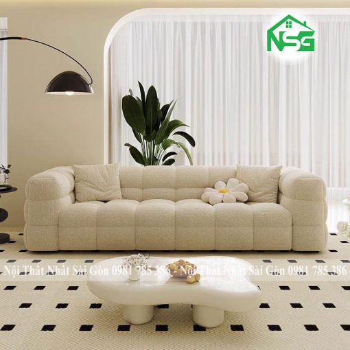 Sofa băng vải lông cừu trắng tinh tế NSG B6