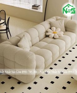 Sofa băng vải lông cừu trắng tinh tế NSG B6