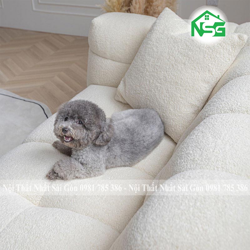 Sofa băng vải lông cừu trắng tinh tế NSG B6