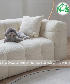 Sofa băng vải lông cừu trắng tinh tế NSG B6