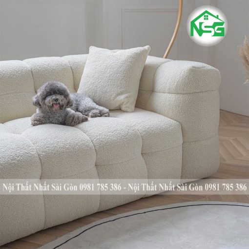 Sofa băng vải lông cừu trắng tinh tế NSG B6