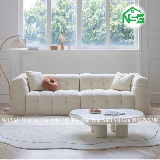 Sofa băng vải lông cừu trắng tinh tế NSG B6