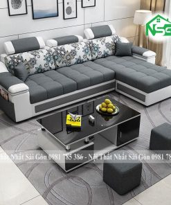 Sofa cao cấp vải kết hợp da Hàn Quốc NSG-CC4