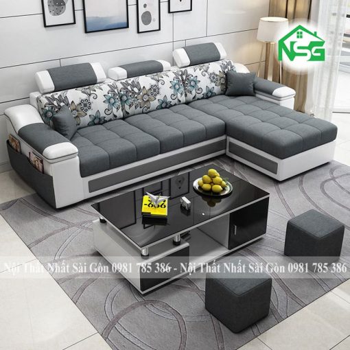 Sofa cao cấp vải kết hợp da Hàn Quốc NSG-CC4