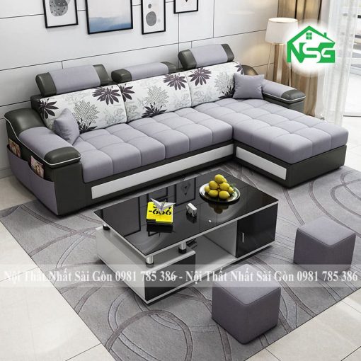 Sofa cao cấp vải kết hợp da Hàn Quốc NSG-CC4