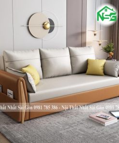 Sofa giường kéo thiết kế tay gỗ sang trọng NSG-GK11